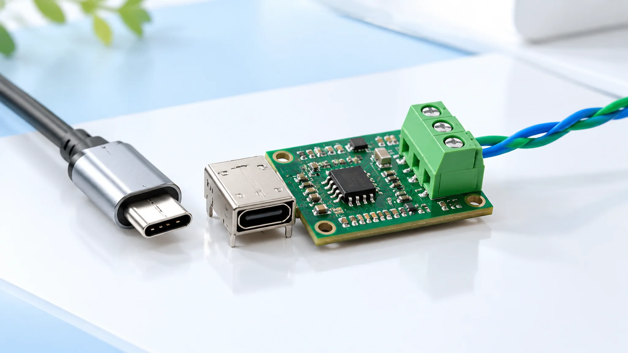 带有 USB 接口与 CAN Bus 端子的连接模块